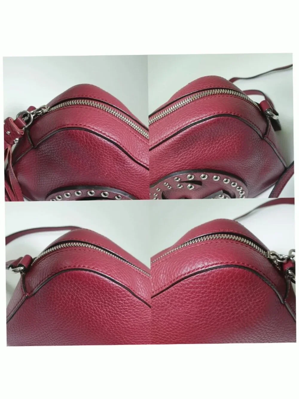 Authentic Gucci Soho Studded Red Leather Disco Crossbody Bag GG Logo - Picture 6 of 12